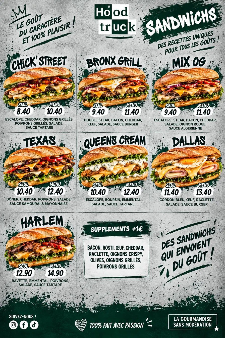 Affiche Hood Truck : les sandwichs