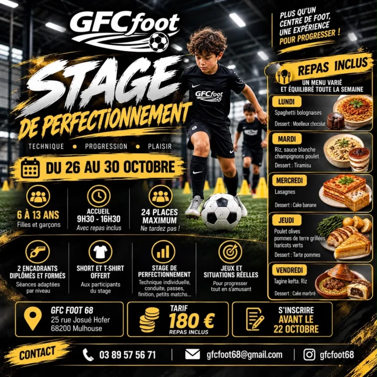 Affiche du stage de perfectionnement GFC Foot du 26 au 30 octobre